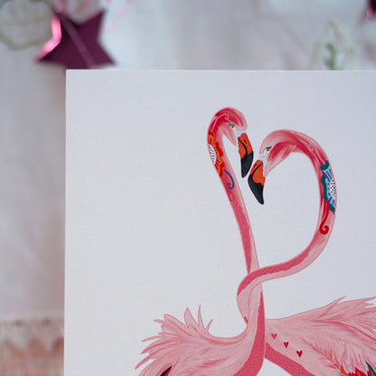 Flamingo Lovers A5 Print