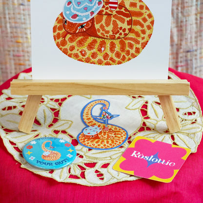 Snake in Cake Hat A5 Print