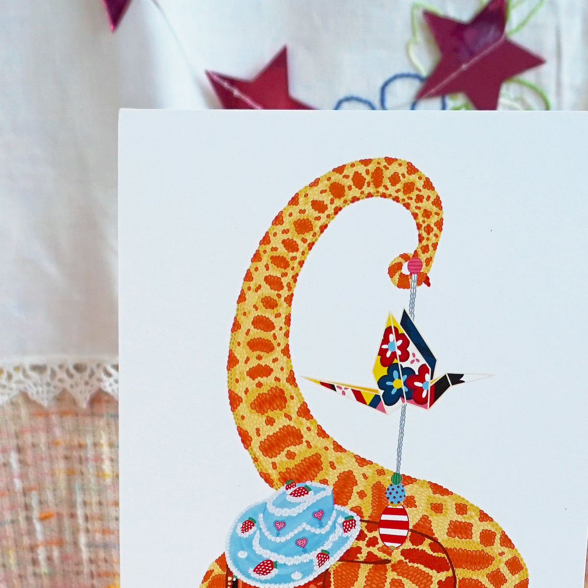 Snake in Cake Hat A5 Print