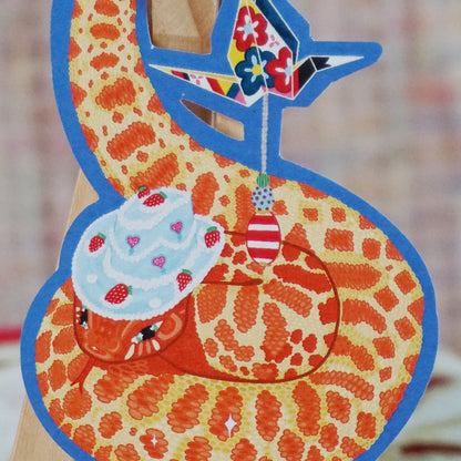 Snake in Cake Hat Sticker